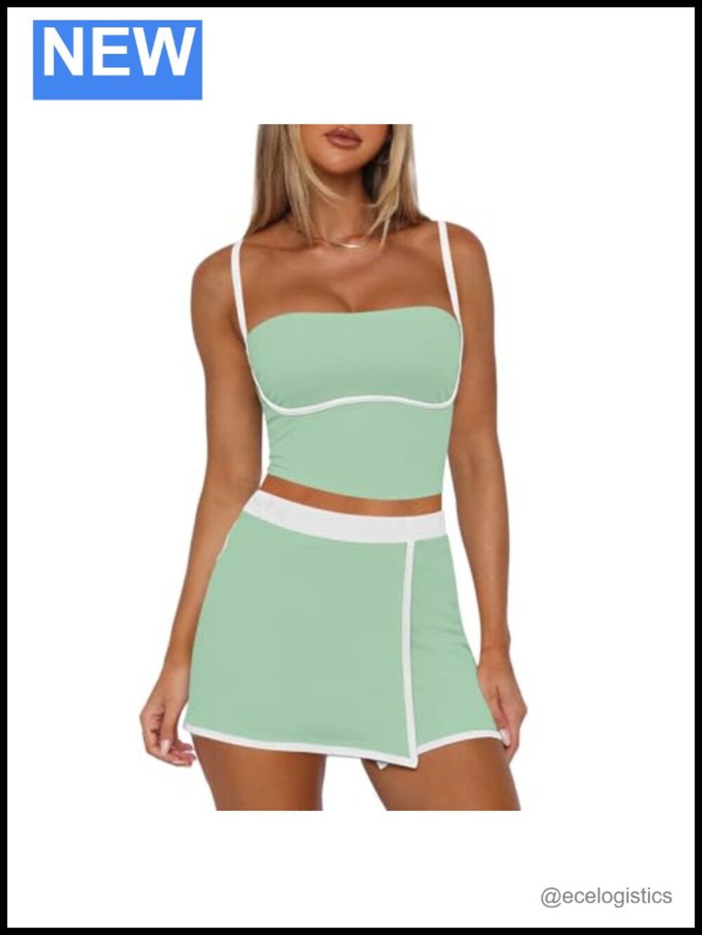 Women's 2-Piece Tennis Skirt Set with Tank Top & Skort, Built-in Bra & Shorts,